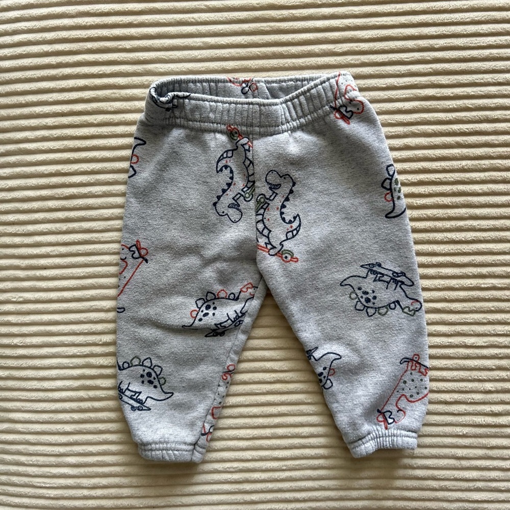 Gray Dinosaur Print Baby Pants